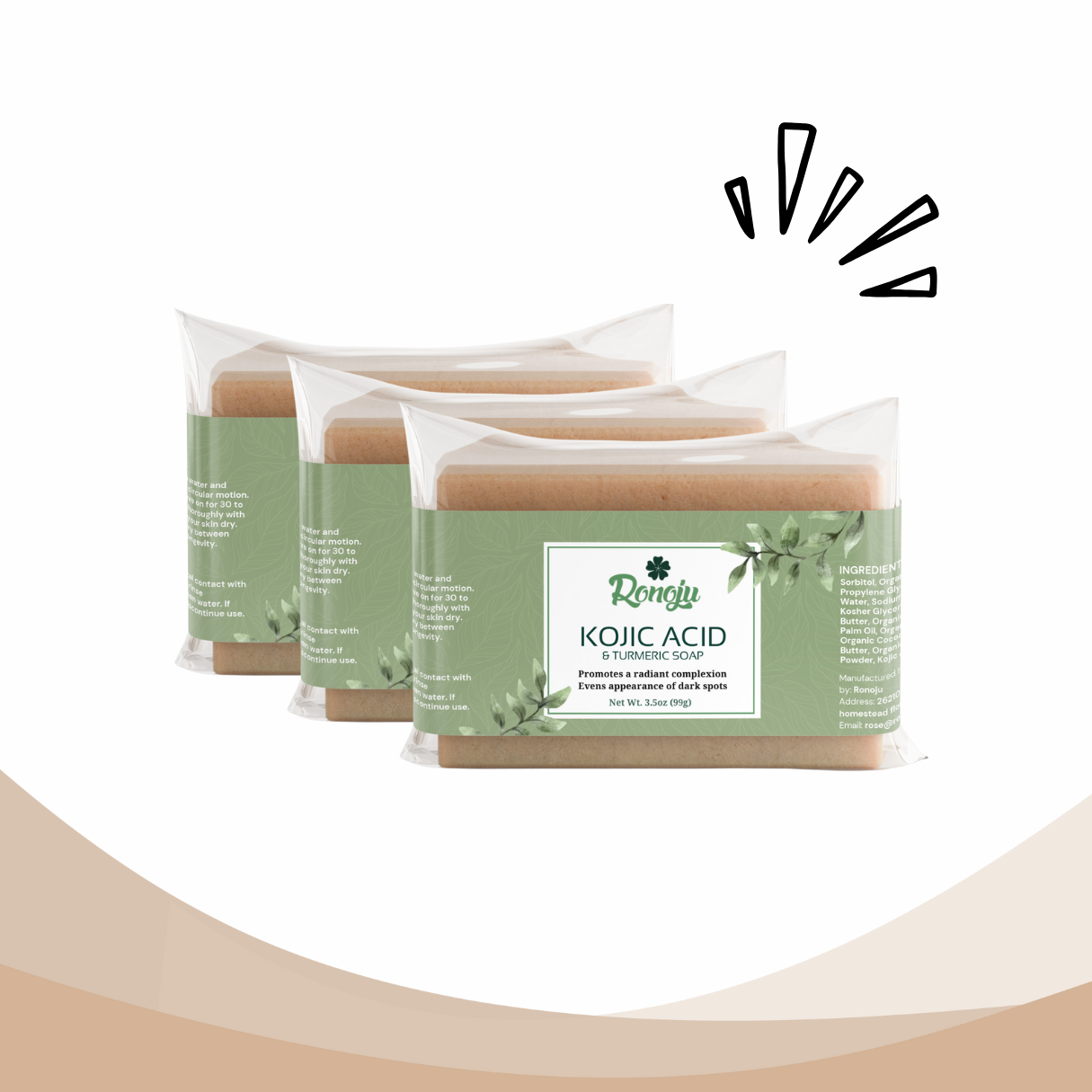 Radiant Glow Trio – 3x Kojic Acid & Turmeric Soaps